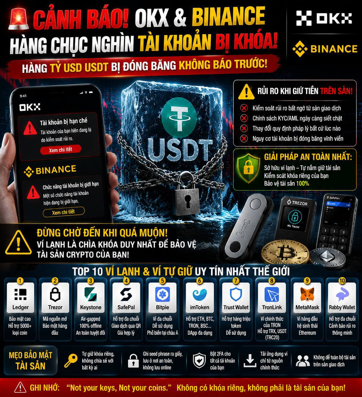 Imagem de alerta sobre ativos digitais e carteiras autocustódias